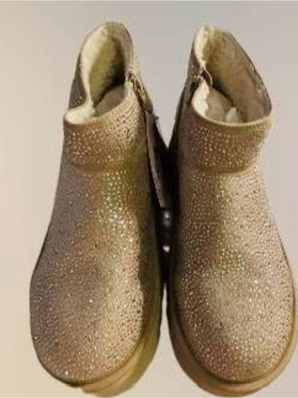 NEW Rhinestone Platform Ankle Boots in champagne